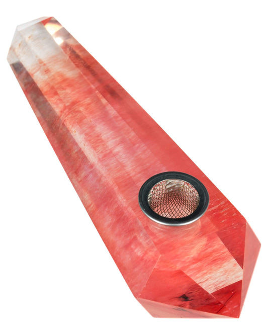 Red Melted Quartz Stone Pipe