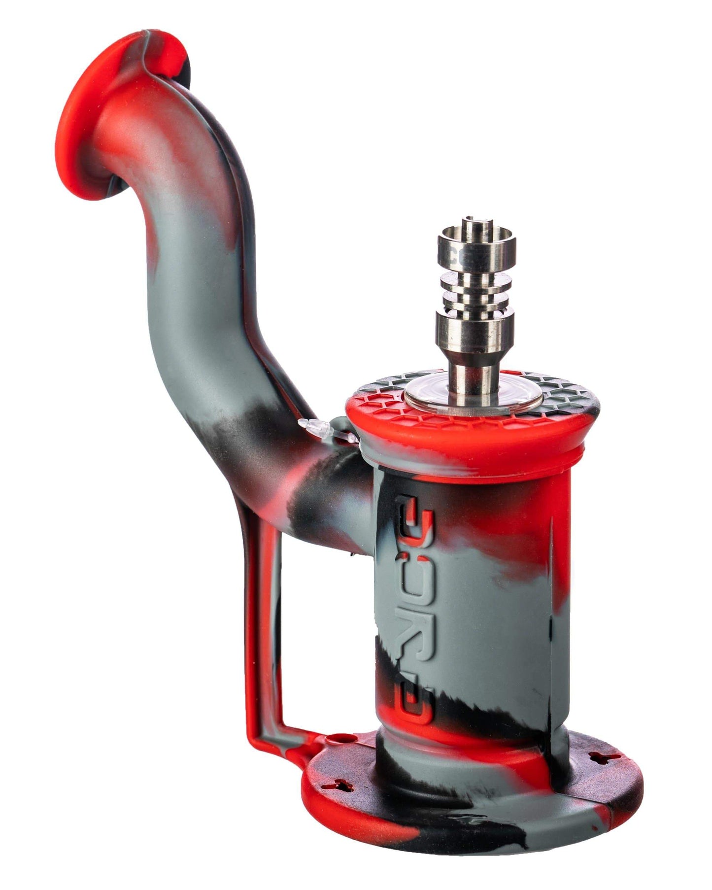 Silicone Bubbler Rig in Red Black and Grey