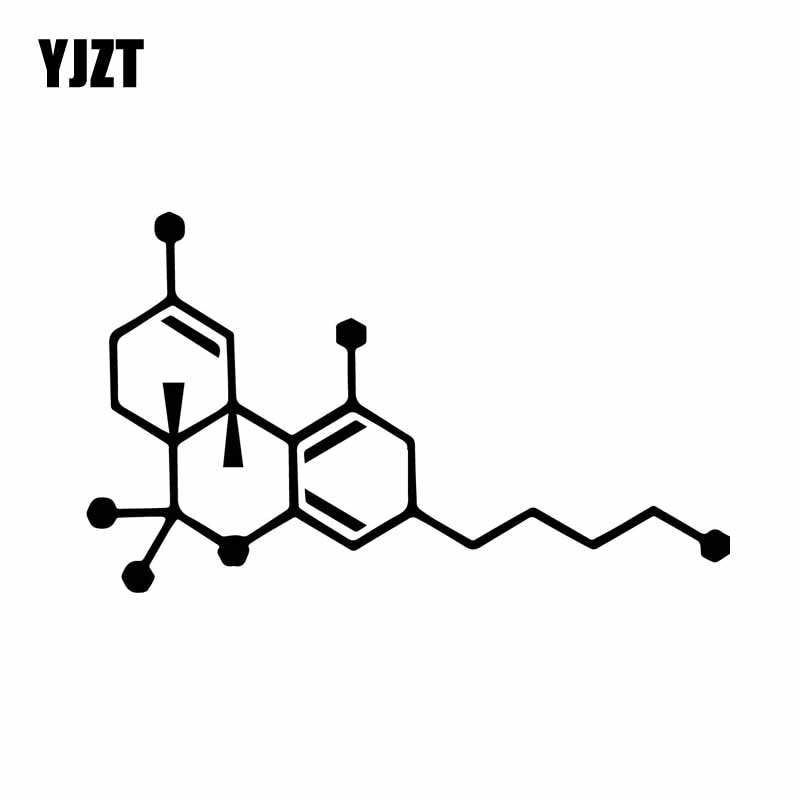 YJZT 15.1CM*8.9CM THC Molecule Vinly Decal Cannabis Pot Weed Art Car Sticker Cool Black/Silver C27-0284