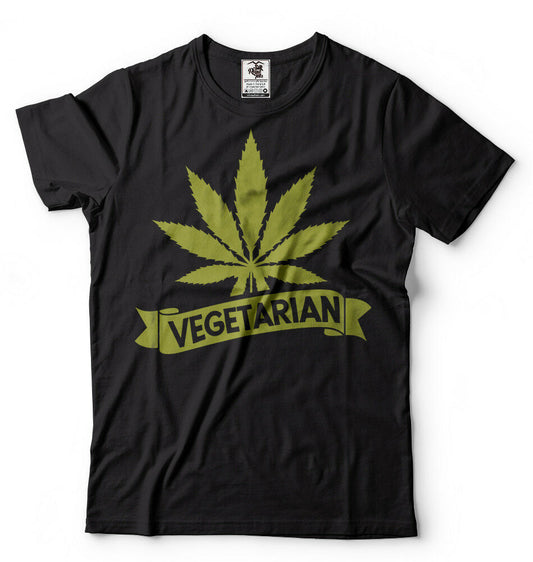 Vegetarian Tshirt Thc Weed Cannabis T-Shirt Funny Marijuana Shirt Vegan Weed Tee