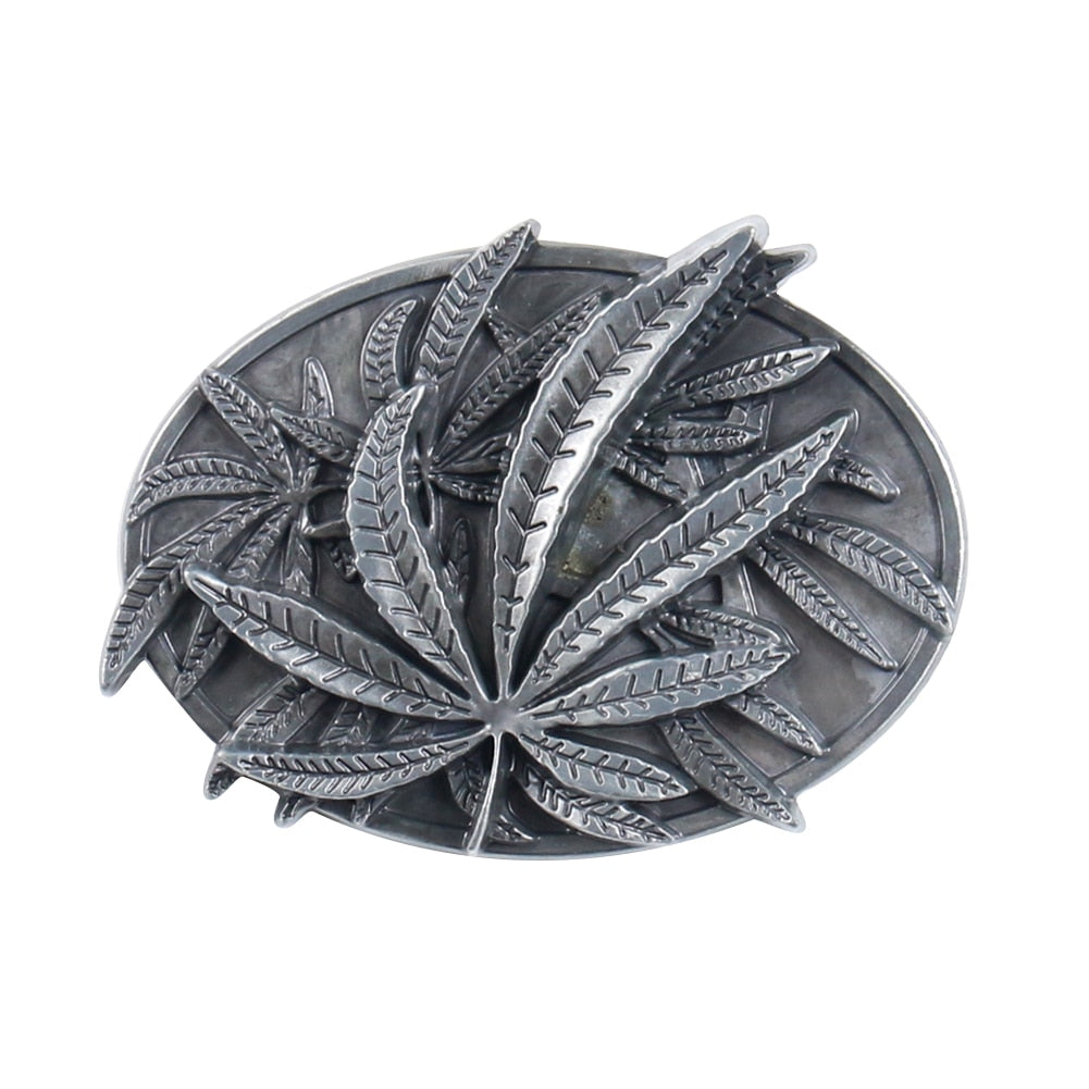 western pewter cannabis leaves zinc alloy retro LEAF shaped jeans gift cowboy antique loop jeans belt buckle gift