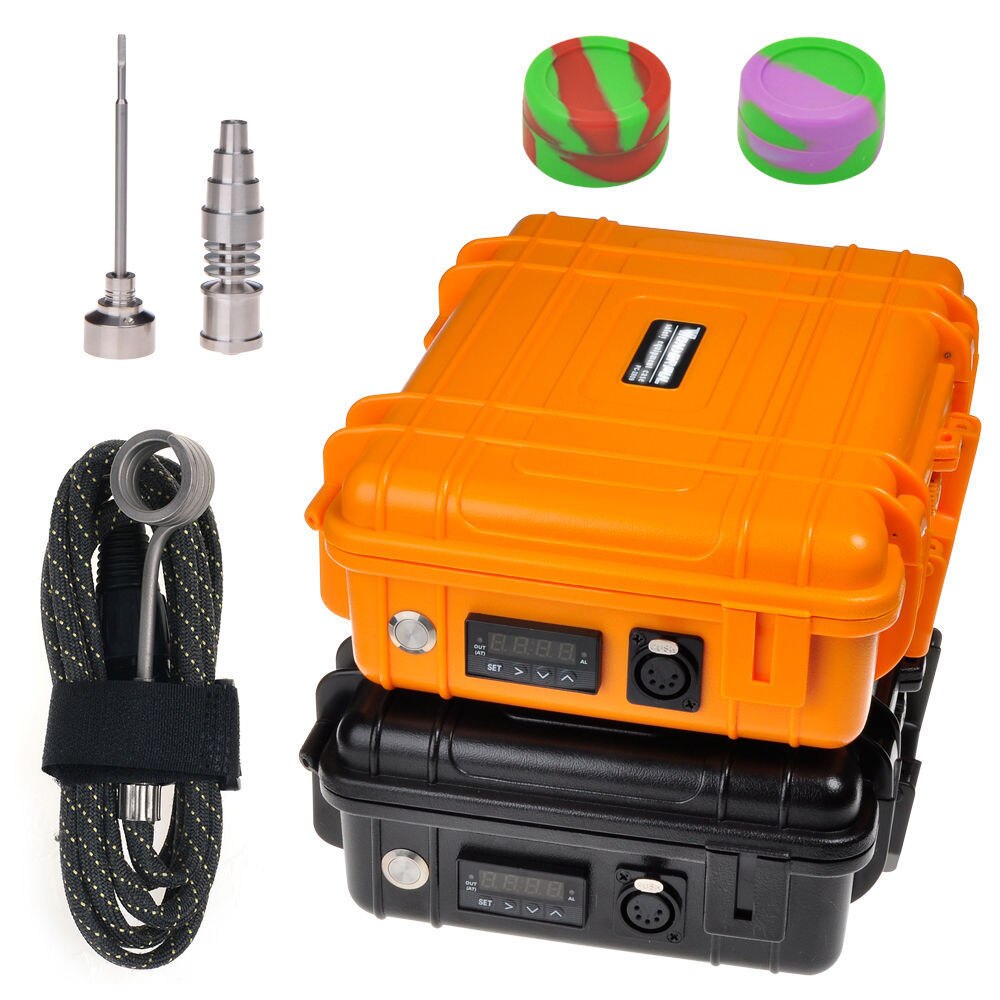 waterproof Case Electric Titanium Nail Enail E-Nail Barrel Coil 16 20 MM FPTX, Orange or Black Dab nail box set